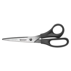 ESACM16907 - ALL PURPOSE STAINLESS STEEL SCISSORS, 8" STRAIGHT, 3 1-2" CUT, POINTED, BLACK
