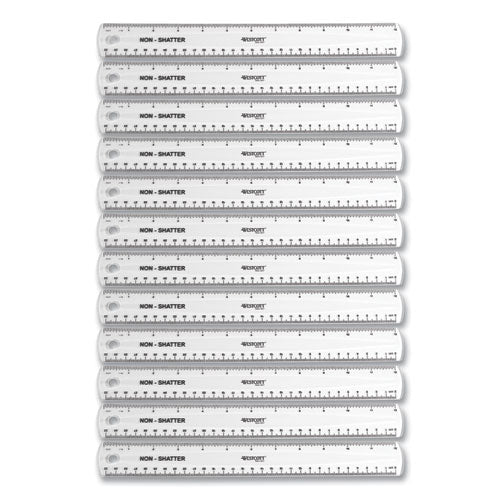 Non-shatter Flexible Ruler, Standard-metric, 12" (30 Cm) Long, Clear Plastic, 12-box