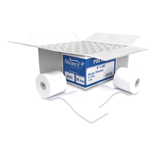Thermal Cash Register-pos Roll, 3" X 80 Ft, White, 36-carton