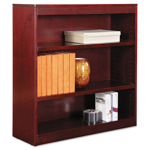 ESALEBCS33636MY - Square Corner Wood Veneer Bookcase, Three-Shelf, 35-5-8 X 11-3-4 X 36, Mahogany