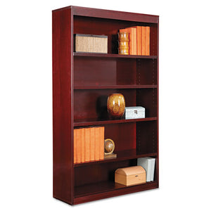 ESALEBCS56036MY - Square Corner Wood Veneer Bookcase, Five-Shelf, 35-5-8 X 11-3-4 X 60, Mahogany