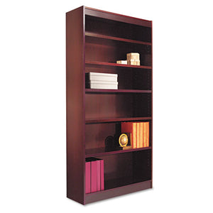 ESALEBCS67236MY - Square Corner Wood Veneer Bookcase, Six-Shelf, 35-5-8w X 11-3-4d X 72h, Mahogany