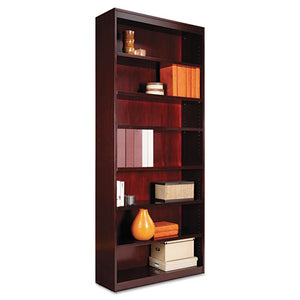 ESALEBCS78436MY - Square Corner Wood Veneer Bookcase, Seven-Shelf, 35-5-8 X 11-3-4 X 84, Mahogany