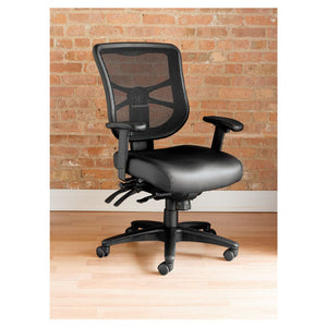 ESALEEL4215 - Alera Elusion Series Mesh Mid-Back Multifunction Chair, Black Leather