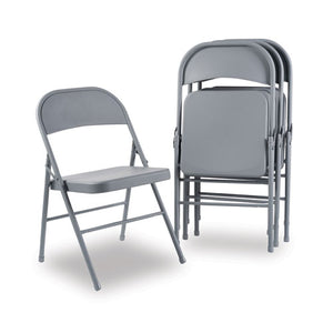 Steel Folding Chair, Light Gray Seat-light Gray Back, Light Gray Base, 4-carton