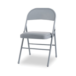 Steel Folding Chair, Light Gray Seat-light Gray Back, Light Gray Base, 4-carton