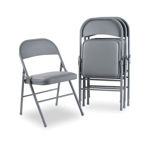 Steel Folding Chair, Light Gray Seat-light Gray Back, Light Gray Base, 4-carton