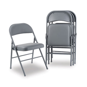 Steel Folding Chair, Light Gray Seat-light Gray Back, Light Gray Base, 4-carton