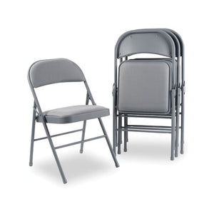 Steel Folding Chair, Light Gray Seat-light Gray Back, Light Gray Base, 4-carton