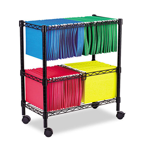 ESALEFW601426BL - Two-Tier Rolling File Cart, 26w X14d X 29-1-2h, Black