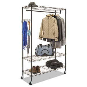 ESALEGR364818BL - Wire Shelving Garment Rack, Coat Rack, Stand Alone Rack, Black Steel W-casters