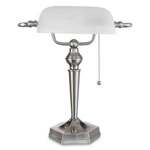 ESALELMP538BN - BANKER'S LAMP, POST NECK, 16" HIGH, BRUSHED NICKEL