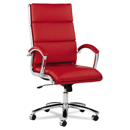 ESALENR4139 - Alera Neratoli Series Highback Swivel-tilt Chair, Red Soft Leather, Chrome Frame