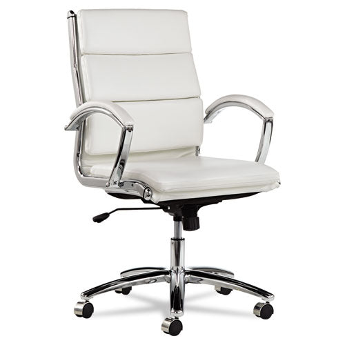 ESALENR4206 - ALERA NERATOLI MID-BACK SLIM PROFILE CHAIR, WHITE FAUX LEATHER, CHROME FRAME