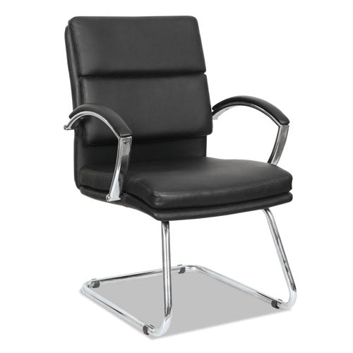 ESALENR4319 - Alera Neratoli Series Slim Profile Guest Chair, Black Soft Leather, Chrome Frame