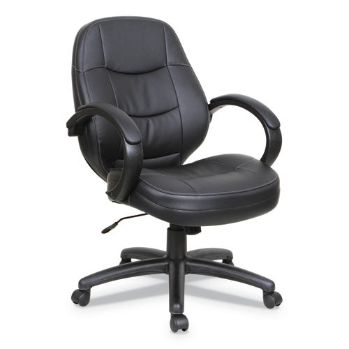 ESALEPF4219 - Alera Pf Series Mid-Back Leather Office Chair, Black Leather, Black Frame