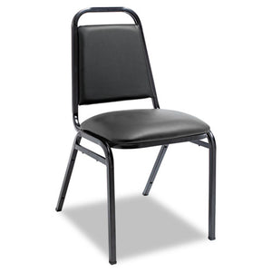 ESALESC68VY10B - Padded Steel Stack Chair W-square Back, Black Vinyl, Black Frame, 4-carton