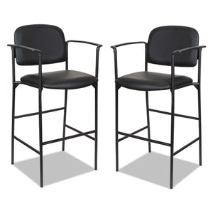 ESALEST6616A - ALERA SORRENTO SERIES STOOL, BLACK, FAUX LEATHER, WITH ARMS, 2 PER CARTON