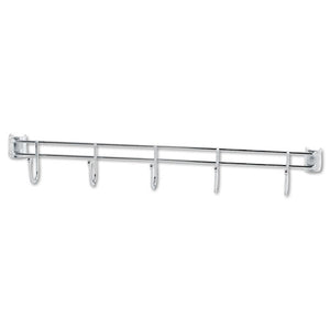 ESALESW59HB424SR - Hook Bars For Wire Shelving, Five Hooks, 24" Deep, Silver, 2 Bars-pack