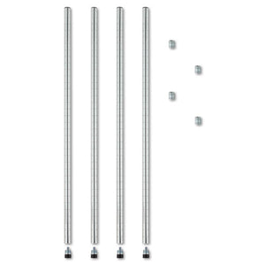 ESALESW59PO36SR - Stackable Posts For Wire Shelving, 36" High, Silver, 4-pack