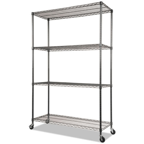 ESALESW604818BA - NSF CERTIFIED 4-SHELF WIRE KIT W-CASTERS & LINER, 48 X 18 X 72, BLACK ANTHRACITE