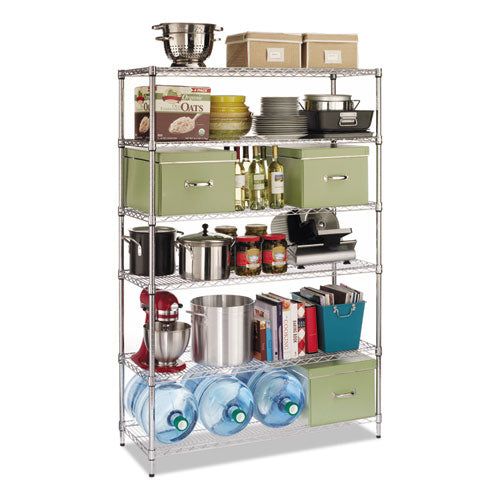 ESALESW664818SR - NSF CERTIFIED 6-SHELF WIRE SHELVING KIT, 48 X 18 X 72, SILVER