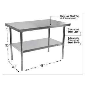 ESALEXS4830 - NSF APPROVED STAINLESS STEEL FOODSERVICE PREP TABLE, 48 X 30 X 35H, SILVER