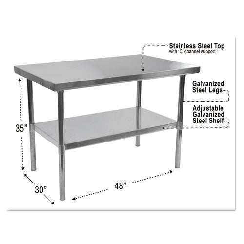 ESALEXS4830 - NSF APPROVED STAINLESS STEEL FOODSERVICE PREP TABLE, 48 X 30 X 35H, SILVER