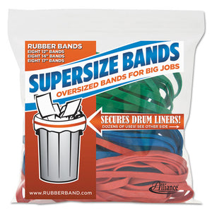 ESALL08997 - Supersz. Rubber Bands, 12" Red, 14" Green, 17" Blue, 1-4"w, 24-pack