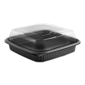 ESANZ4118515 - Culinary Squares 2-Piece Microwavable Container, 36oz, Clear-black, 2.91",150-ct