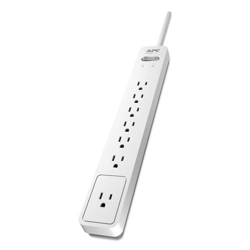 Essential Surgearrest Surge Protector, 7 Ac Outlets, 6 Ft Cord, 1440 J, White-gray