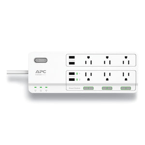 Home Office Surgearrest Power Surge Protector, 6 Ac Outlets, 4 Usb Ports, 6 Ft Cord, 2160 J, White