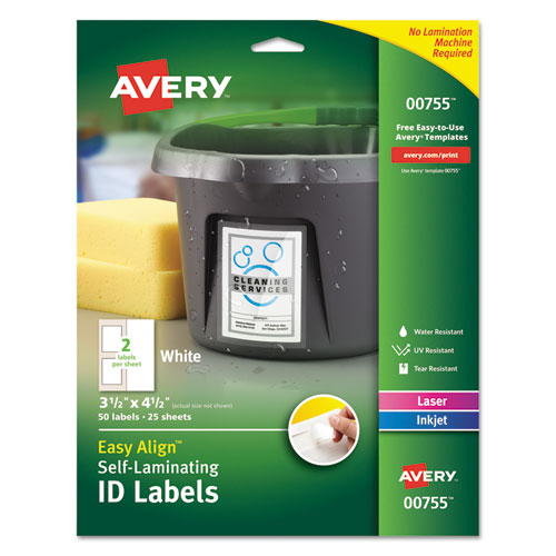 Self-laminating Id Labels, Inkjet-laser Printers, 3.5 X 4.5, White, 2-sheet, 25 Sheets-pack