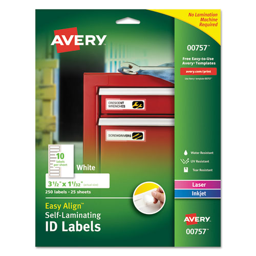 Self-laminating Id Labels, Inkjet-laser Printers, 1.332 X 3.5, White, 10-sheet, 25 Sheets-pack