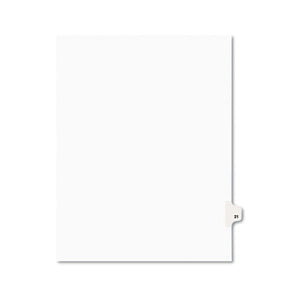 ESAVE01021 - Avery-Style Legal Exhibit Side Tab Divider, Title: 21, Letter, White, 25-pack