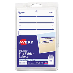 ESAVE05200 - PERMANENT FILE FOLDER LABELS, 11-16 X 3 7-16, WHITE-DARK BLUE BAR, 252-PACK