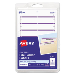 ESAVE05204 - PERMANENT FILE FOLDER LABELS, 11-16 X 3 7-16, WHITE-PURPLE BAR, 252-PACK