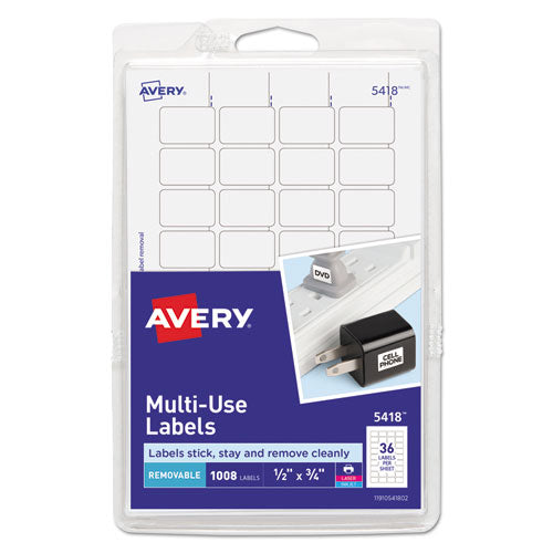 ESAVE05418 - Removable Multi-Use Labels, 1-2 X 3-4, White, 1008-pack