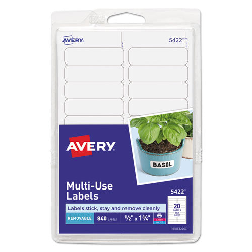 ESAVE05422 - Removable Multi-Use Labels, 1-2 X 1 3-4, White, 840-pack