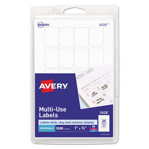 ESAVE05428 - Removable Multi-Use Labels, 1 X 3-4, White, 1000-pack