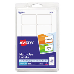 ESAVE05434 - Removable Multi-Use Labels, 1 X 1 1-2, White, 500-pack