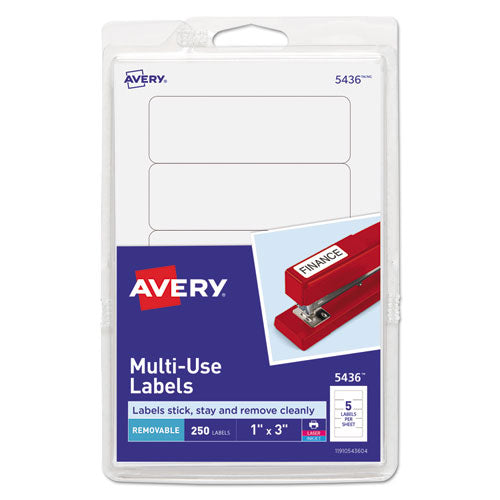 ESAVE05436 - Removable Multi-Use Labels, 1 X 3, White, 250-pack