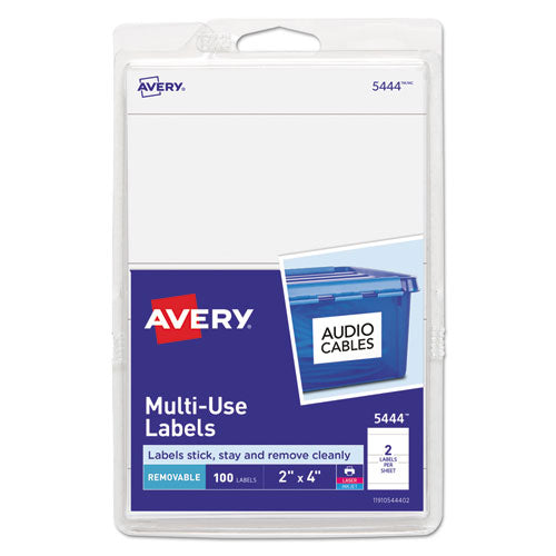 ESAVE05444 - Removable Multi-Use Labels, 2 X 4, White, 100-pack