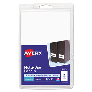 ESAVE05453 - Removable Multi-Use Labels, 3 X 4, White, 80-pack