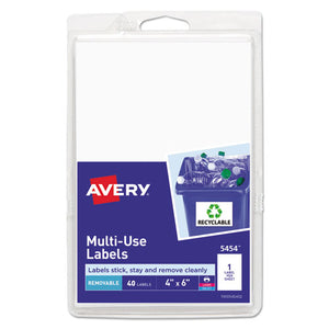 ESAVE05454 - Removable Multi-Use Labels, 6 X 4, White, 40-pack