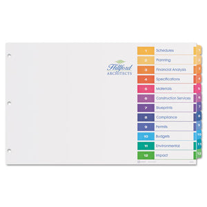 ESAVE11149 - CUSTOMIZABLE TOC READY INDEX MULTICOLOR DIVIDERS, 12-TAB, 11 X 17