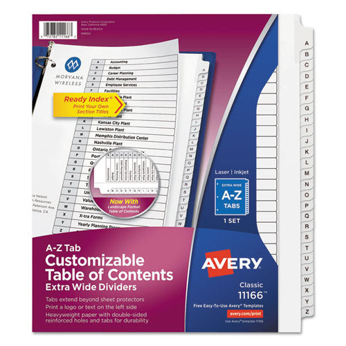 ESAVE11166 - CUSTOMIZABLE TOC READY INDEX BLACK AND WHITE DIVIDERS, 26-TAB, LETTER