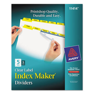 ESAVE11414 - PRINT AND APPLY INDEX MAKER CLEAR LABEL DIVIDERS, 5 COLOR TABS, LETTER, 5 SETS