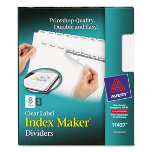 ESAVE11437 - PRINT AND APPLY INDEX MAKER CLEAR LABEL DIVIDERS, 8 WHITE TABS, LETTER, 5 SETS