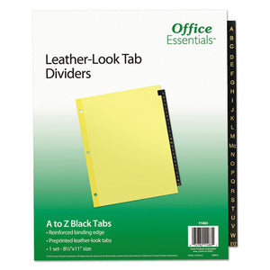 ESAVE11483 - Preprinted Black Leather Tab Dividers, 25-Tab, Letter